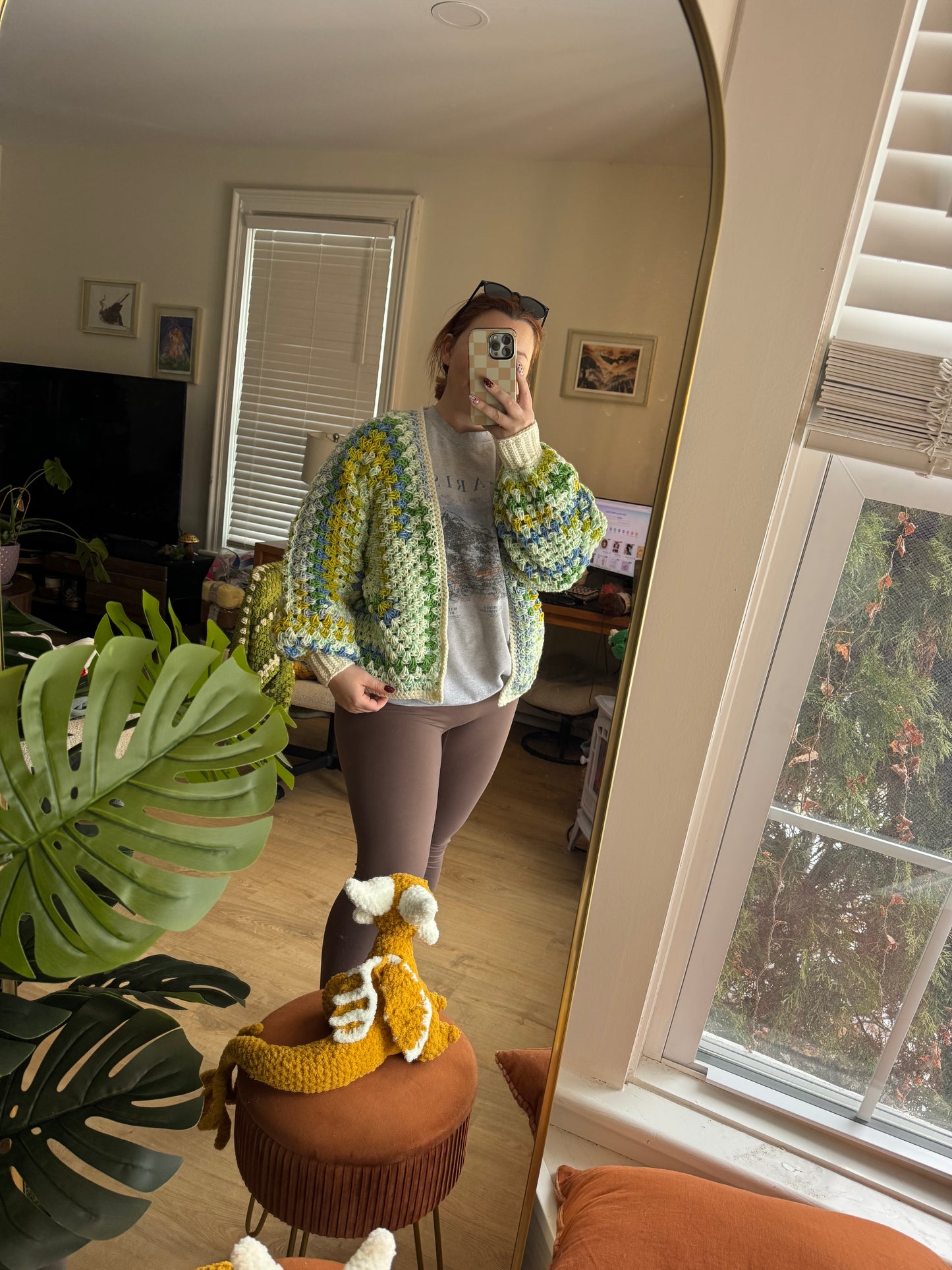 “Hint of Spring” oversized crochet cardigan