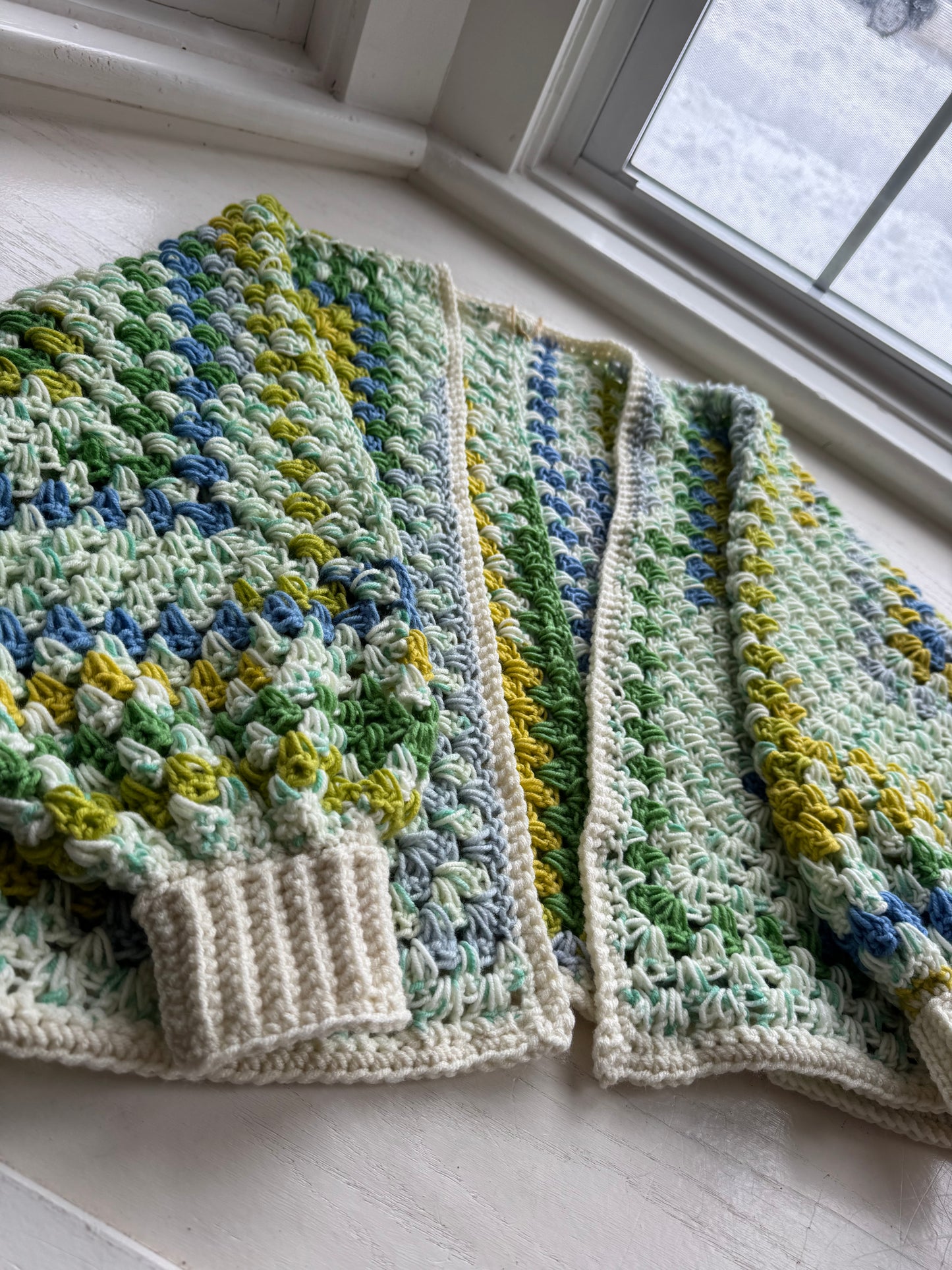 “Hint of Spring” oversized crochet cardigan
