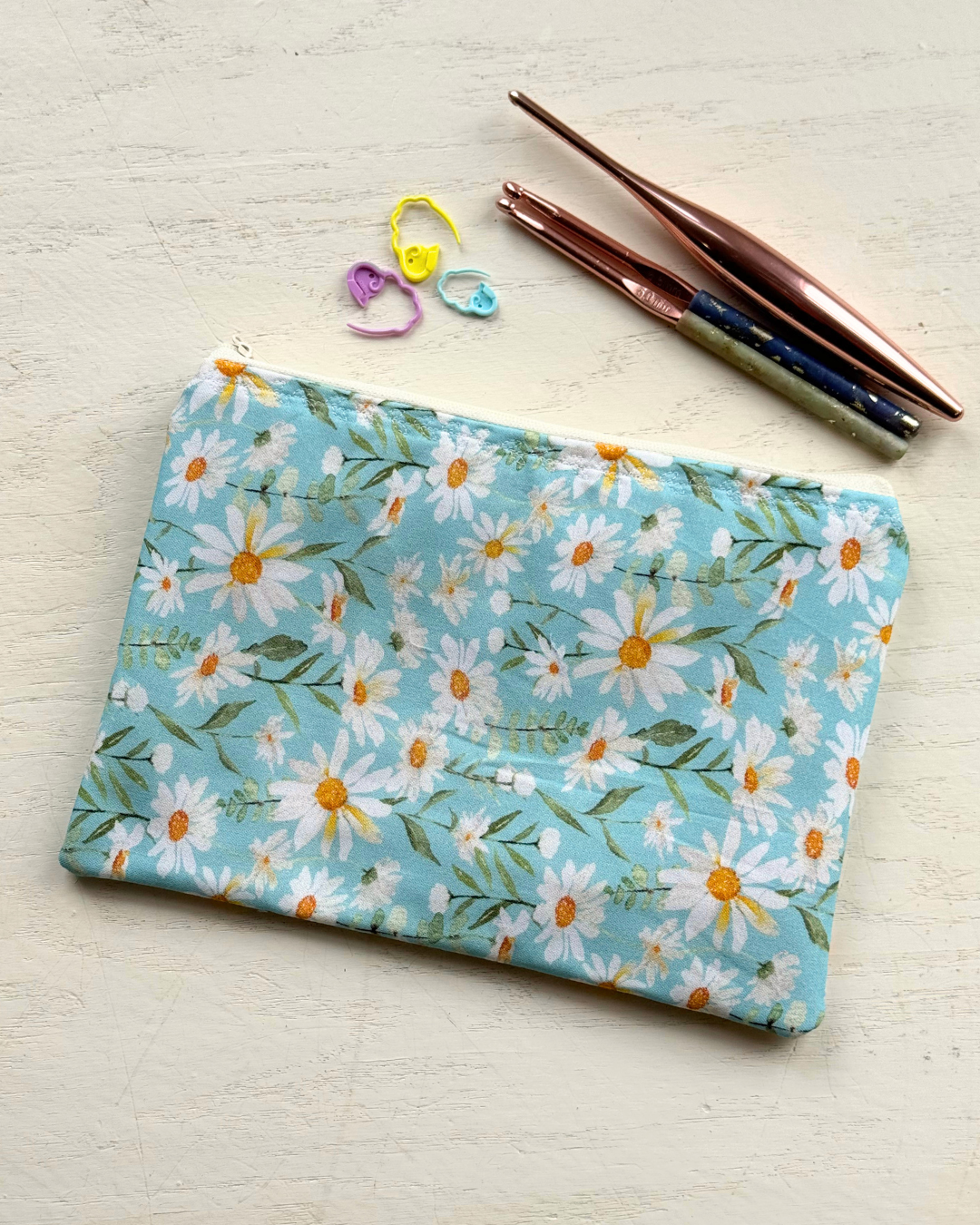 Daisies & Stripes Zipper Pouch
