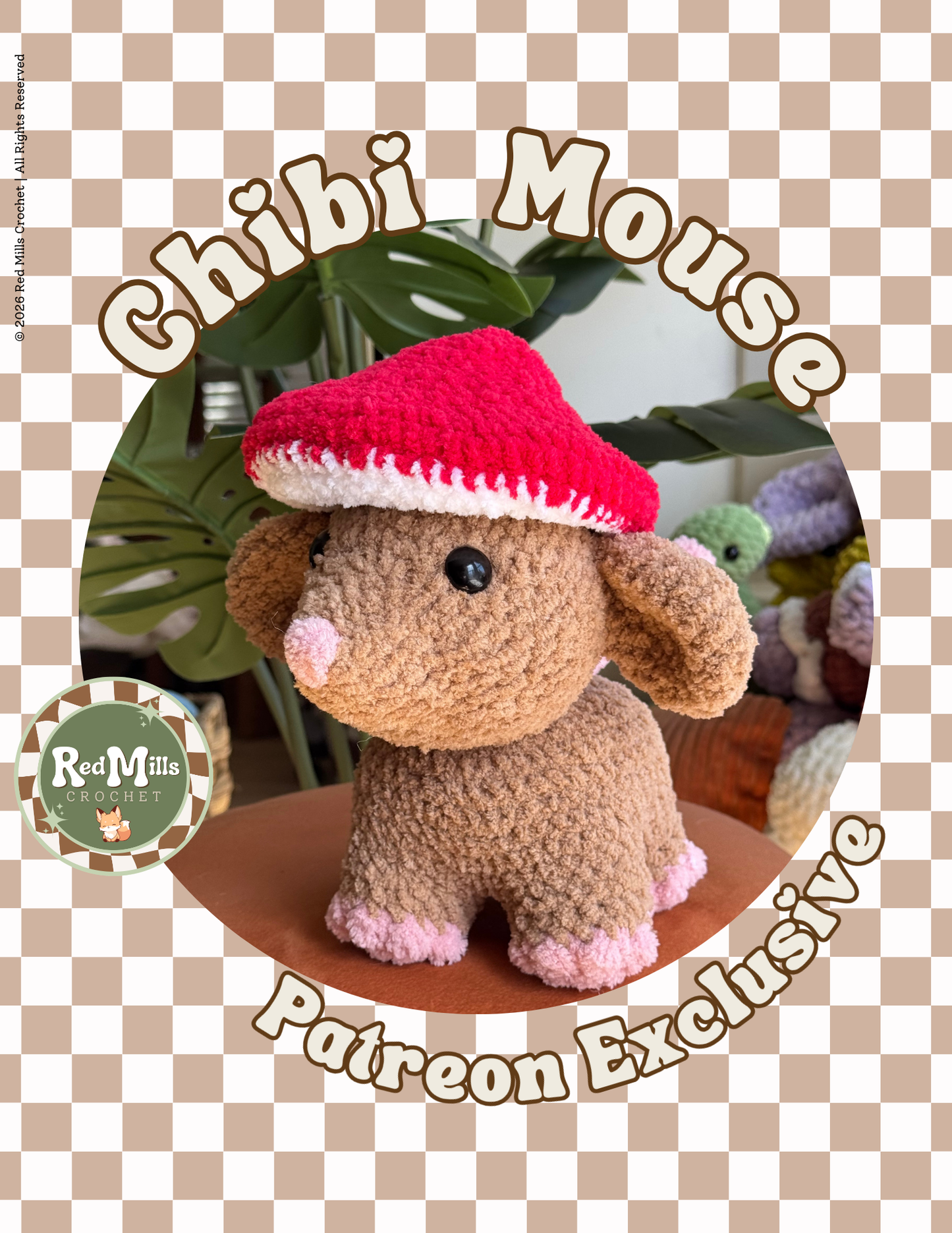 Mushroom Mouse Digital PDF Pattern
