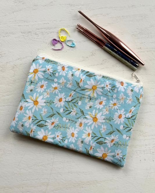 Daisies & Stripes Zipper Pouch