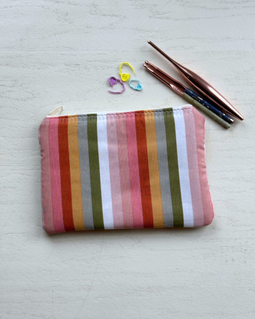 Rainbow Striped Zipper Pouch
