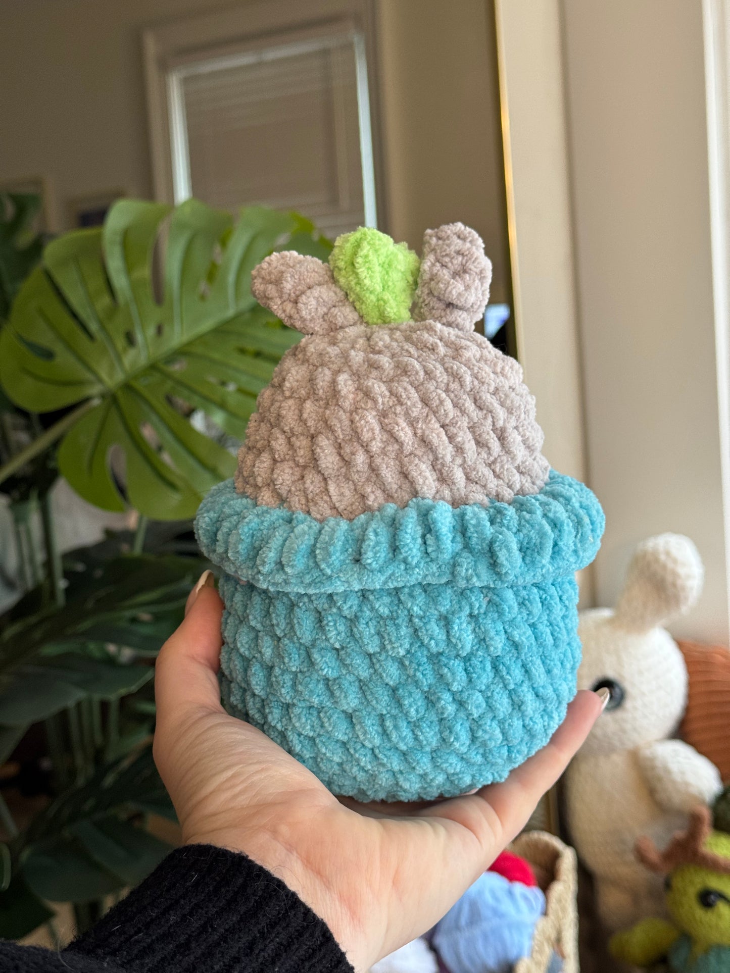 Bunny in a flower pot plushie