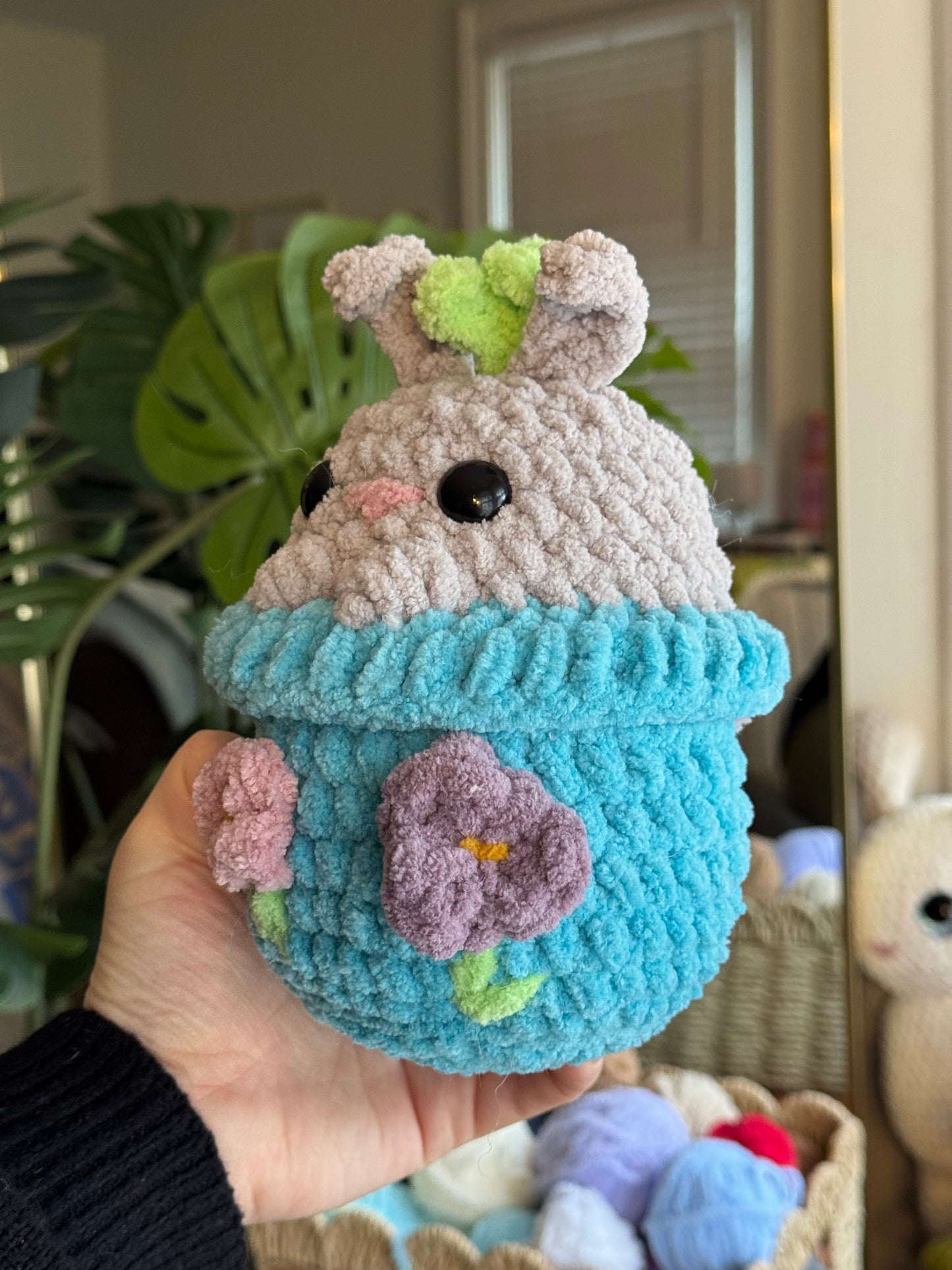 Bunny in a flower pot plushie