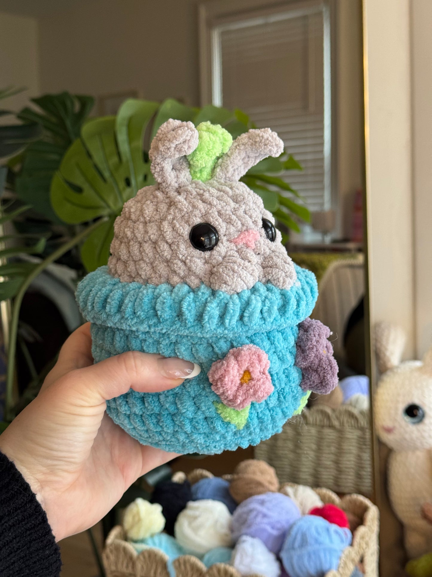 Bunny in a flower pot plushie