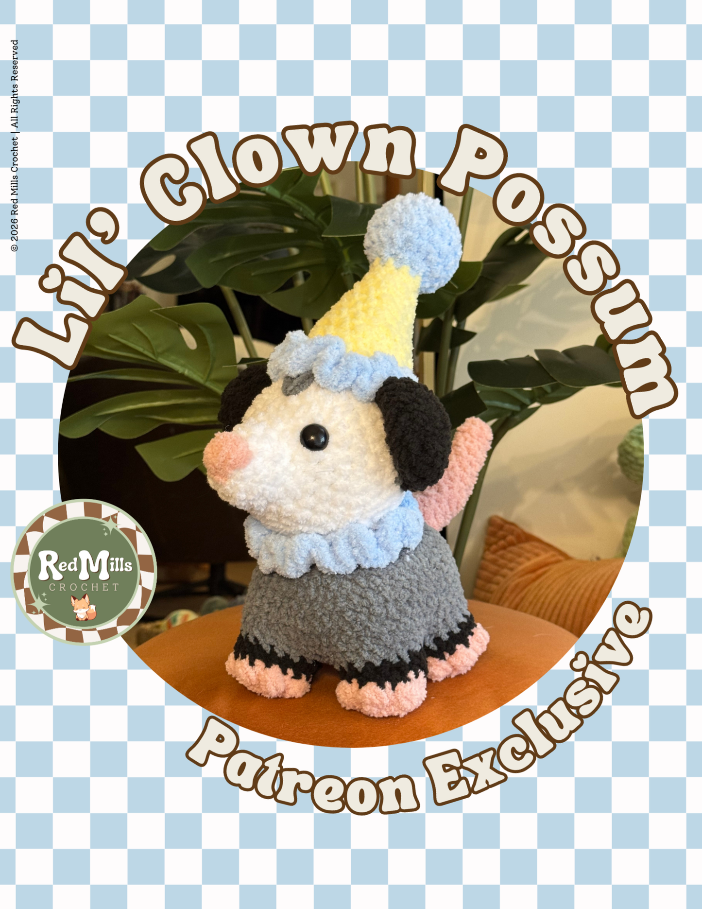 Lil' Clown Possum Digital PDF Pattern