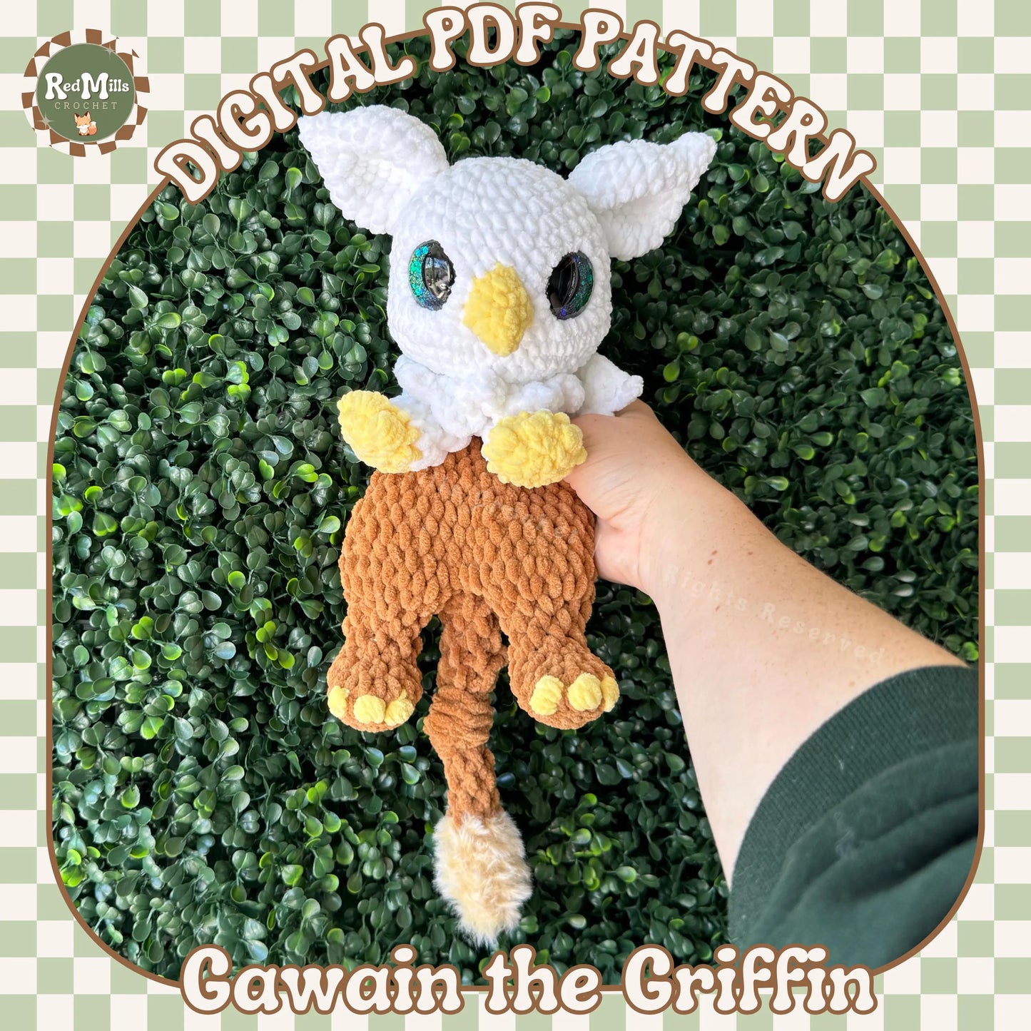 Gawain the Griffin Snuggler digital pdf crochet pattern