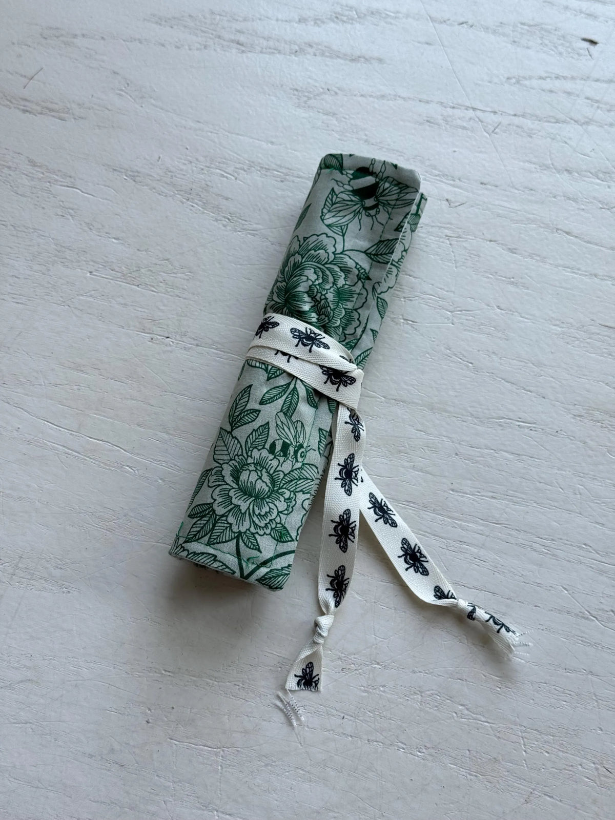 Green Garden Bees Crochet Roll