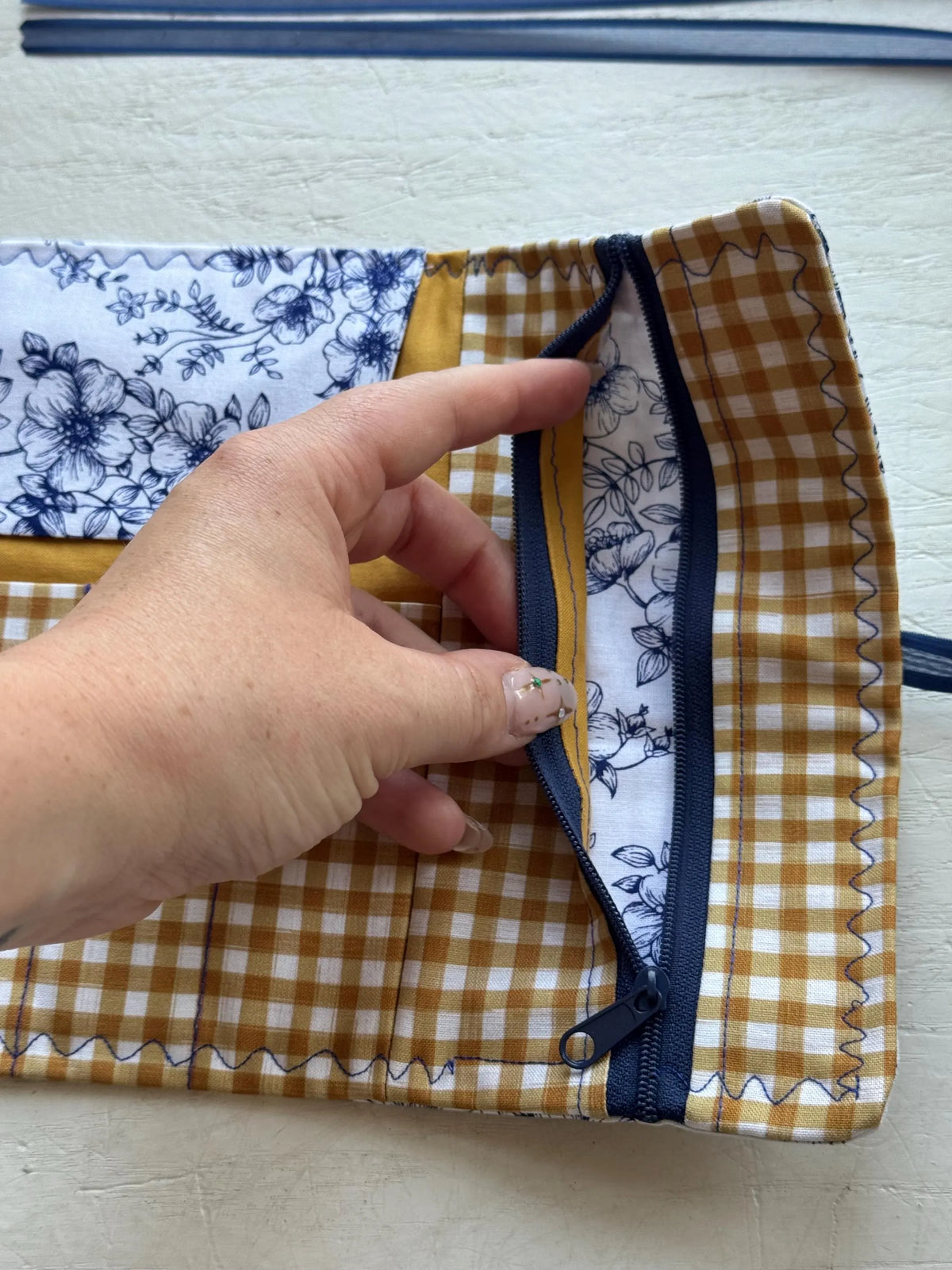 Flowery Gingham Crochet Roll