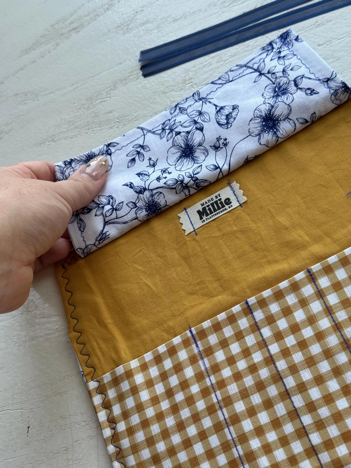 Flowery Gingham Crochet Roll
